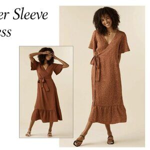 Vetta Flutter Sleeve Wrap Dress - Floral - Capsule Wardrope - Size S (4)